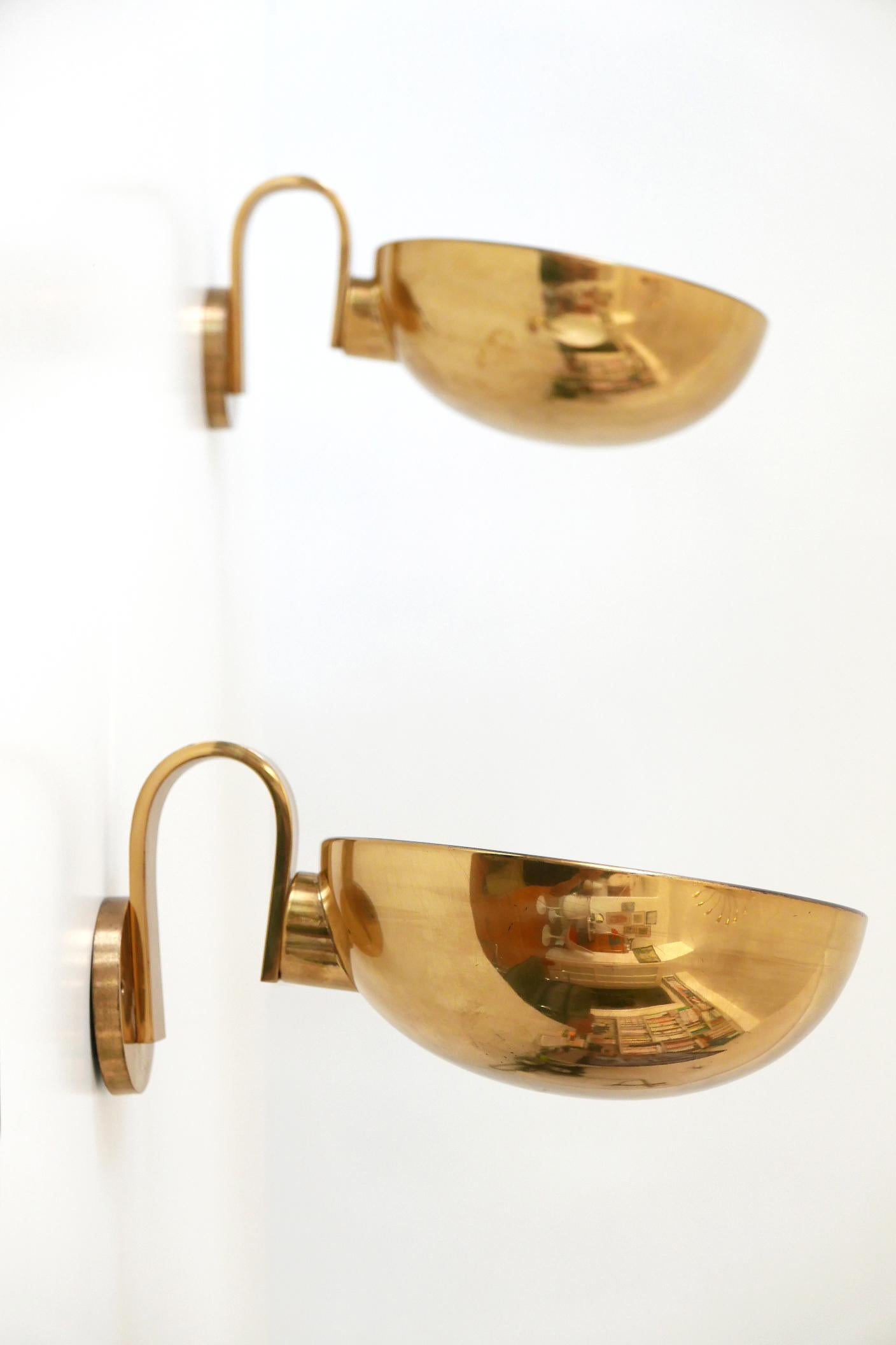Set of Two Brass Wall Lamps or Sconces by Florian Schulz, 1970s, Germany 3
