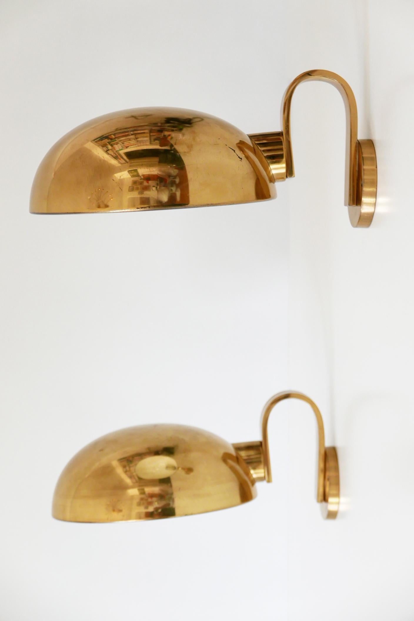 Set of Two Brass Wall Lamps or Sconces by Florian Schulz, 1970s, Germany 4