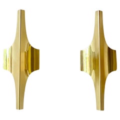 Set of Two Brass Wall Sconces Design Wilhelm Braun Feldweg by Doria, Germany