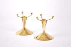 Set of Two Brass Ystad Metall Candleholders Scandinavian