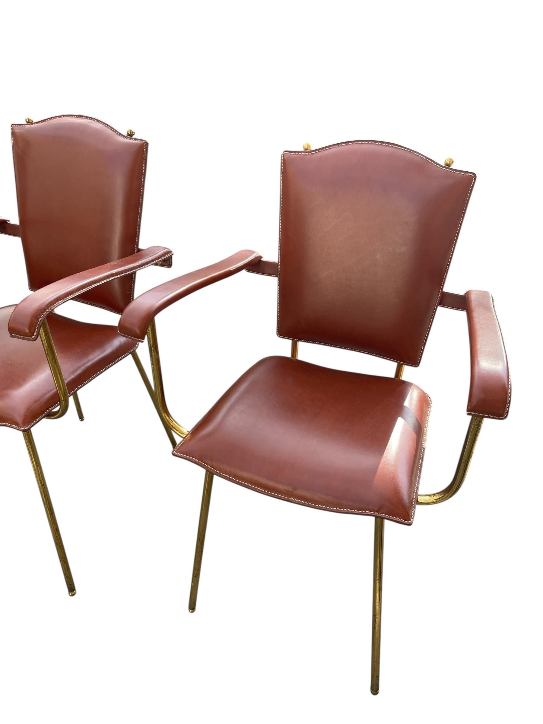 SEt of two bridge armchairs by Jacques Adnet For Sale 5