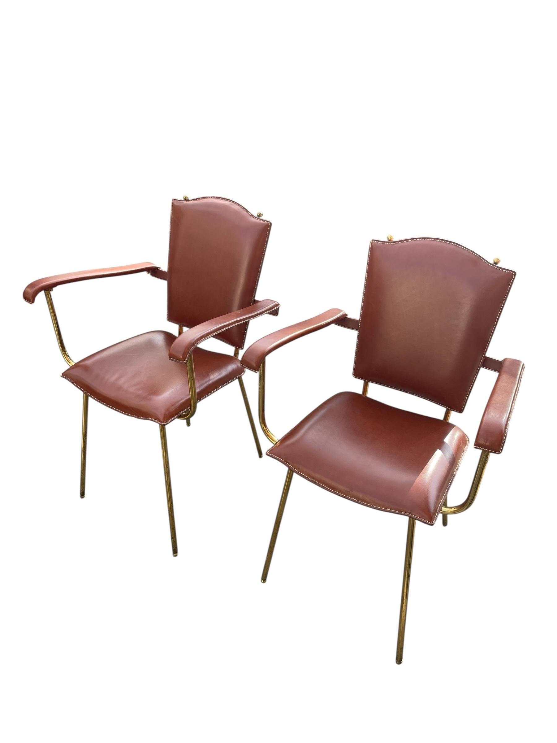 SEt of two bridge armchairs by Jacques Adnet For Sale 6