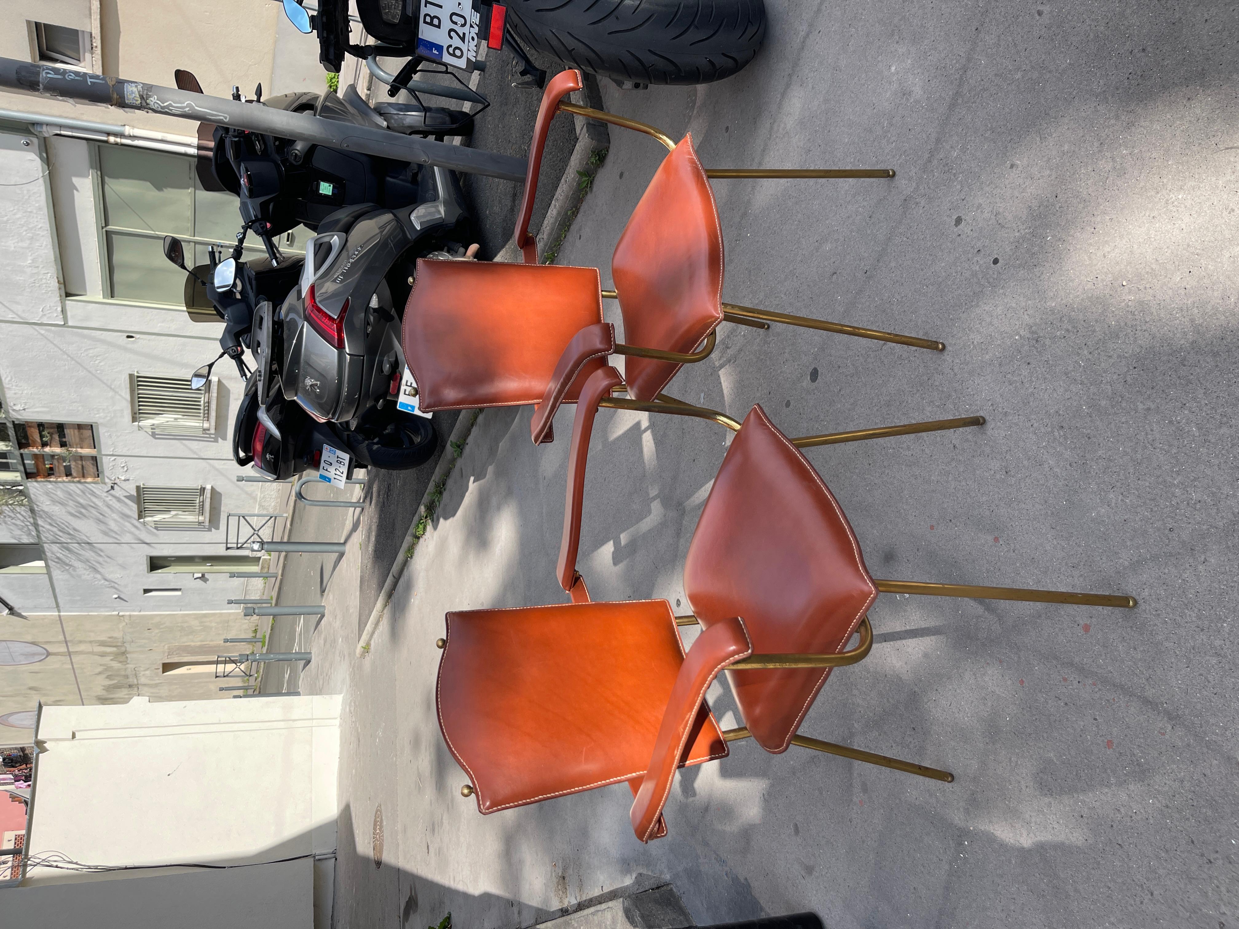 SEt of two bridge armchairs by Jacques Adnet For Sale 7