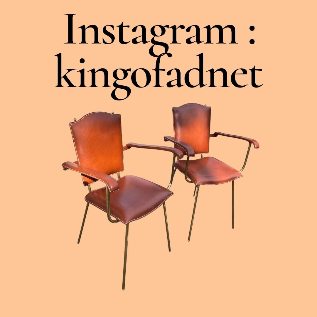 SEt of two bridge armchairs by Jacques Adnet For Sale 8