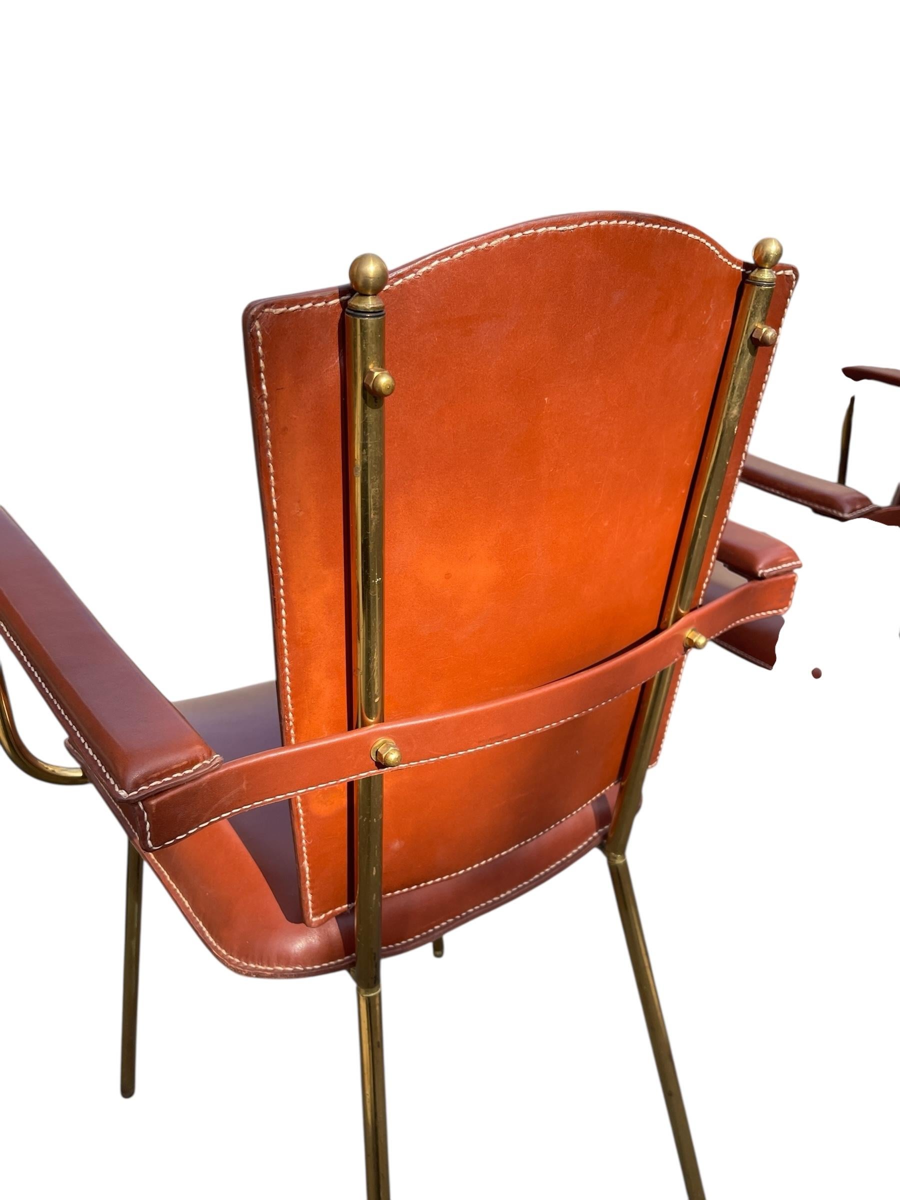 SEt of two bridge armchairs by Jacques Adnet For Sale 2