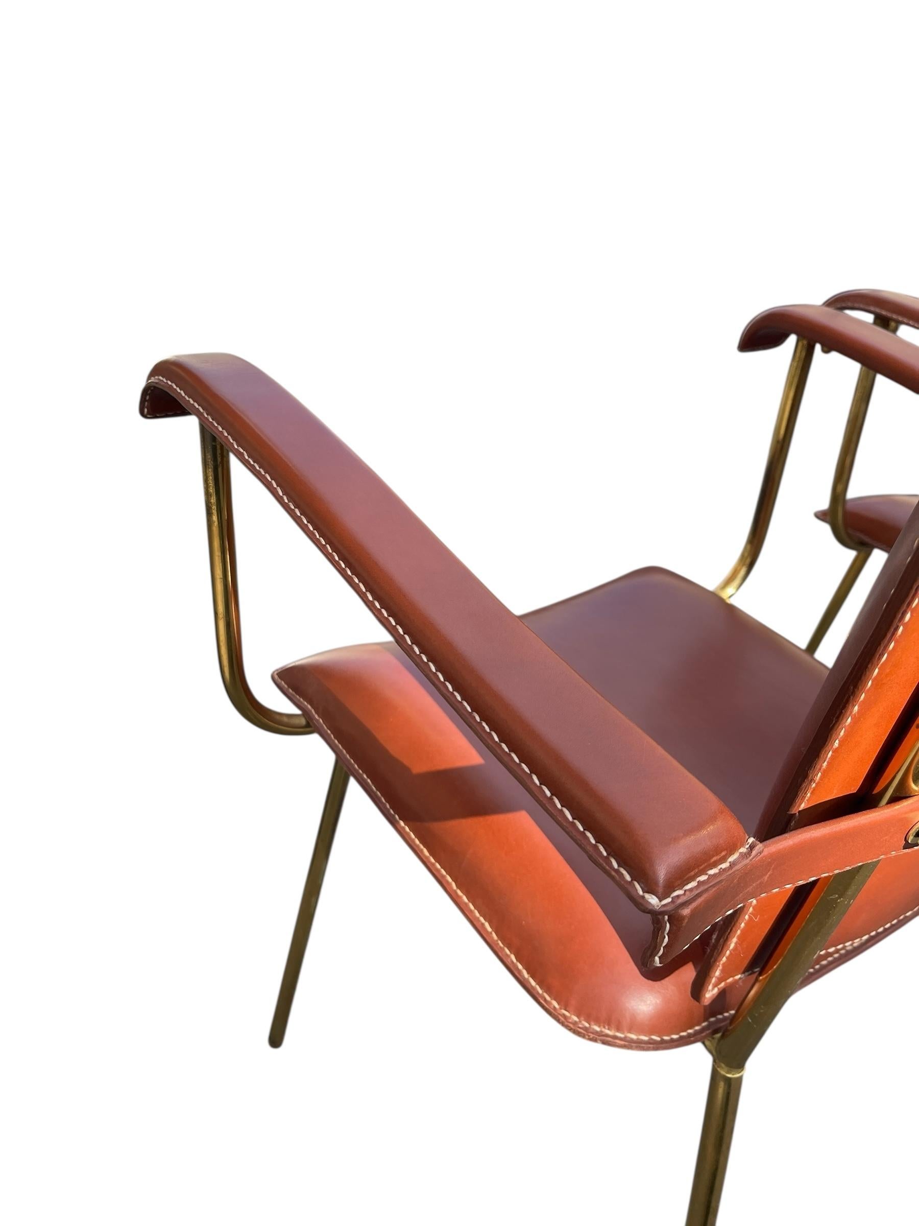 SEt of two bridge armchairs by Jacques Adnet For Sale 3