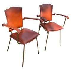 SEt of two bridge armchairs by Jacques Adnet