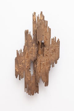 Set of Two Bronze Brutalist Sculptural Wall Sconces, 1970s