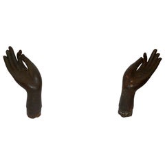 Set of Two Bronze Buddha Hands