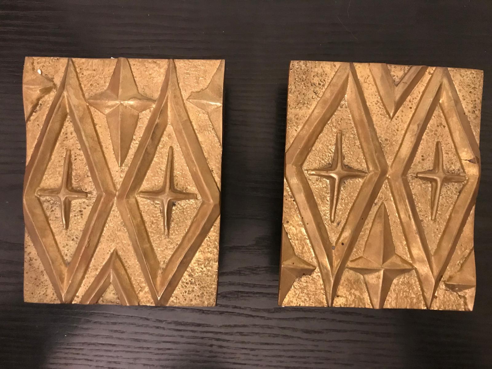 Moderno Set of Two Bronze Door Handles, 1970s in vendita