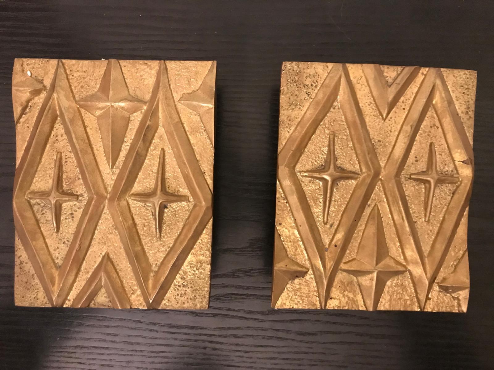 Italiano Set of Two Bronze Door Handles, 1970s in vendita