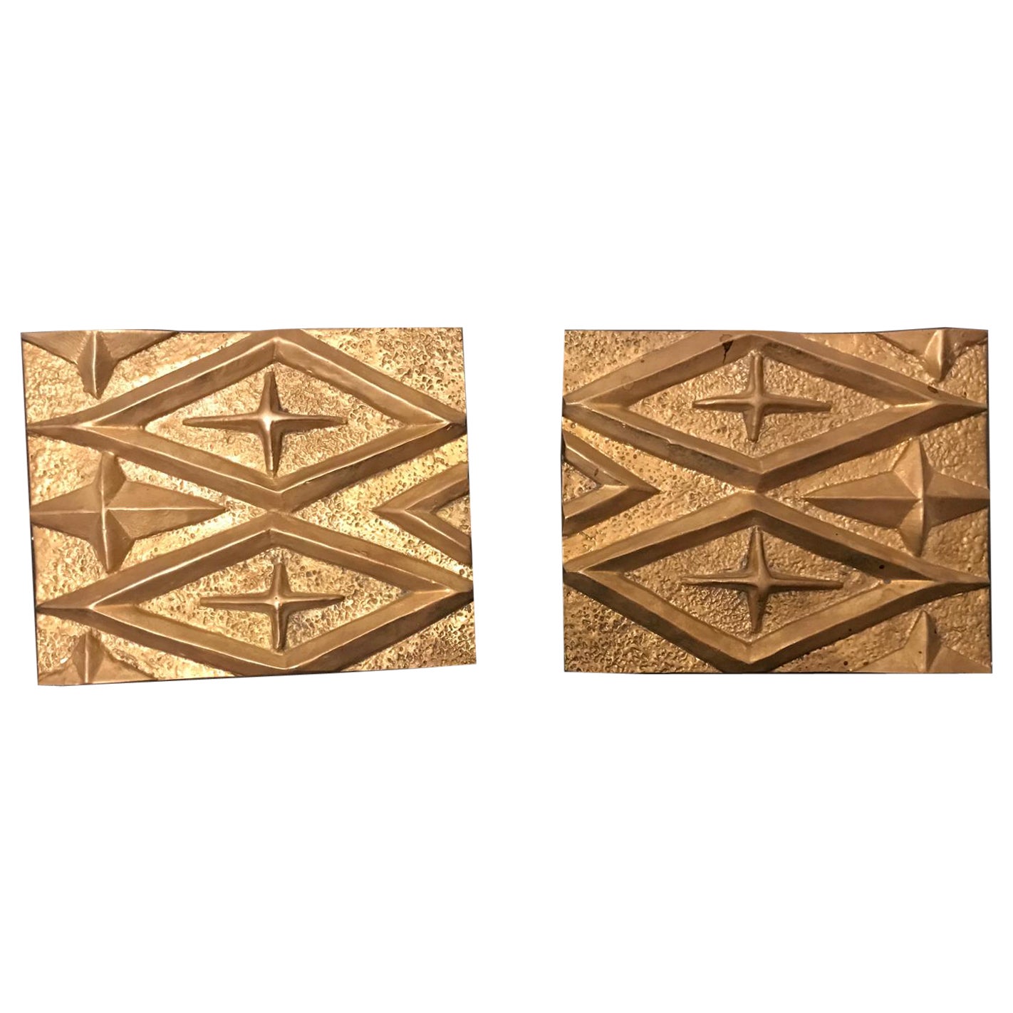 Set of Two Bronze Door Handles, 1970s