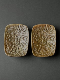 Two Bronze Push-Pull Door Handles with Abstract Design