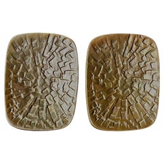 Two Bronze Push-Pull Door Handles with Abstract Design