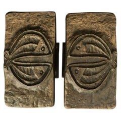 Set of Two Bronze Door Handles with Fish Design, European, 1970s