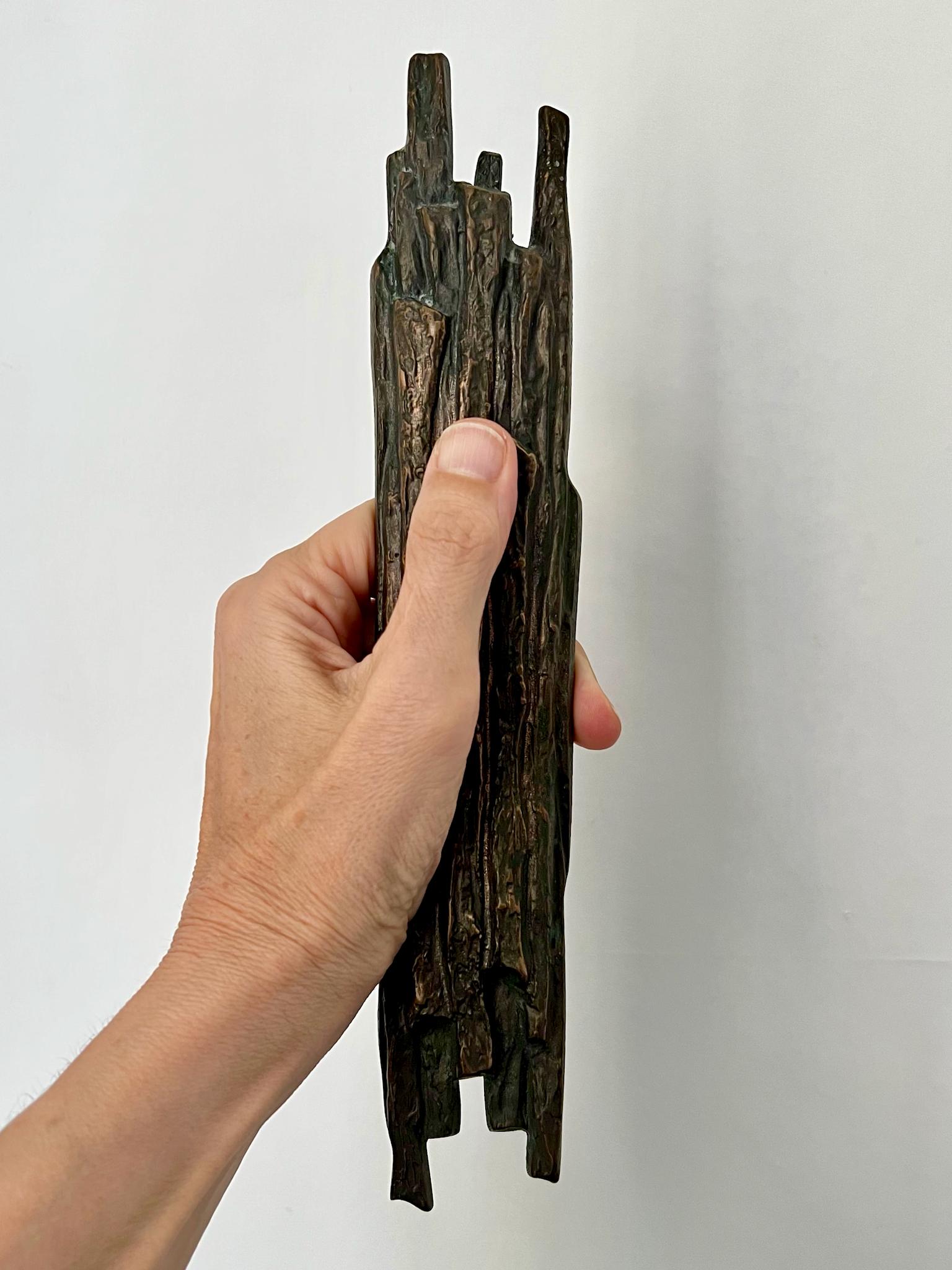 Set of Two Bronze Door Handles with Tree Bark Relief 4