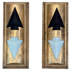 Set of Two Bronze Elevator Indicator Lights