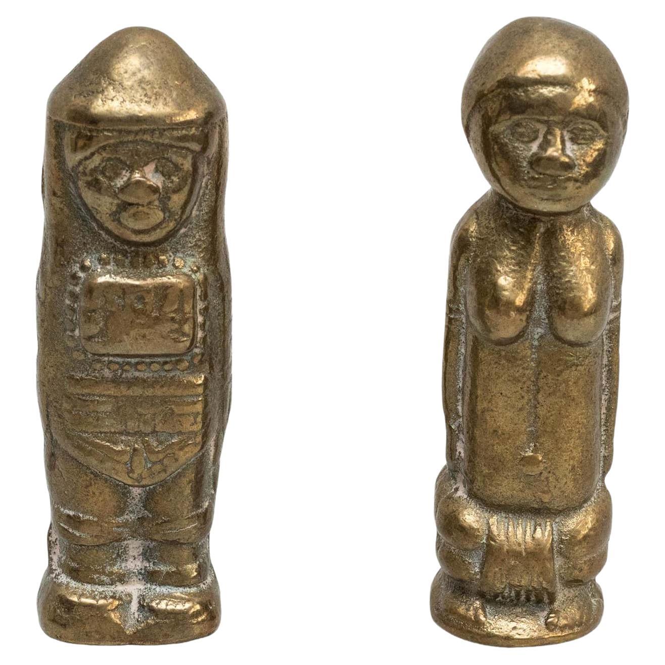 Set of Two Bronze Figures, Circa 1960 For Sale