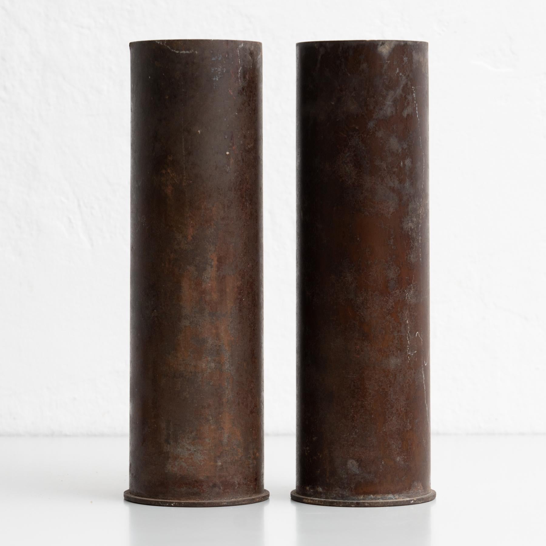 Mid-Century Modern Set of Two Bronze Mortar Caps, circa 1930 For Sale