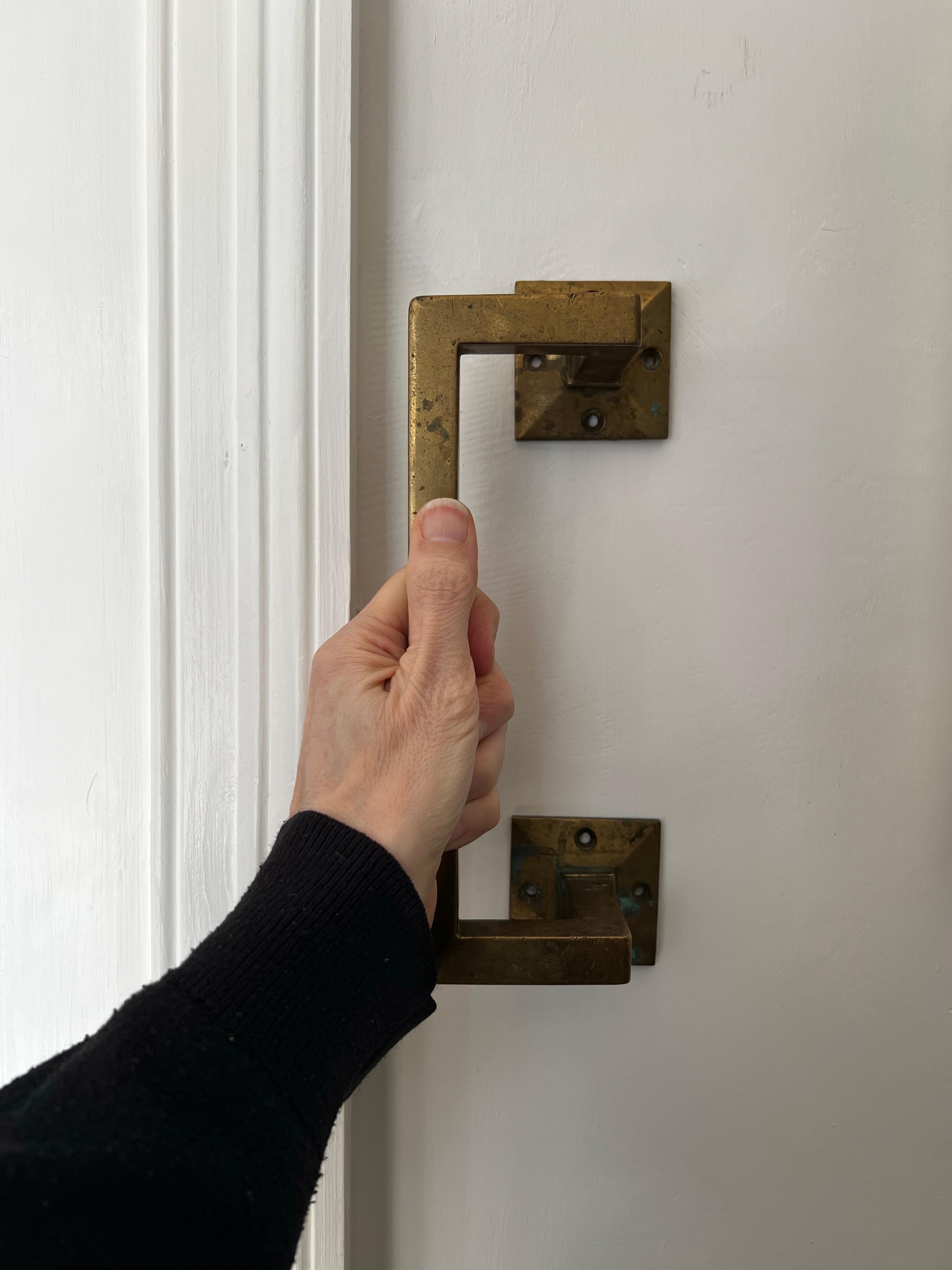 Art Deco Set of Two Bronze Push and Pull Door Handles, Denmark For Sale