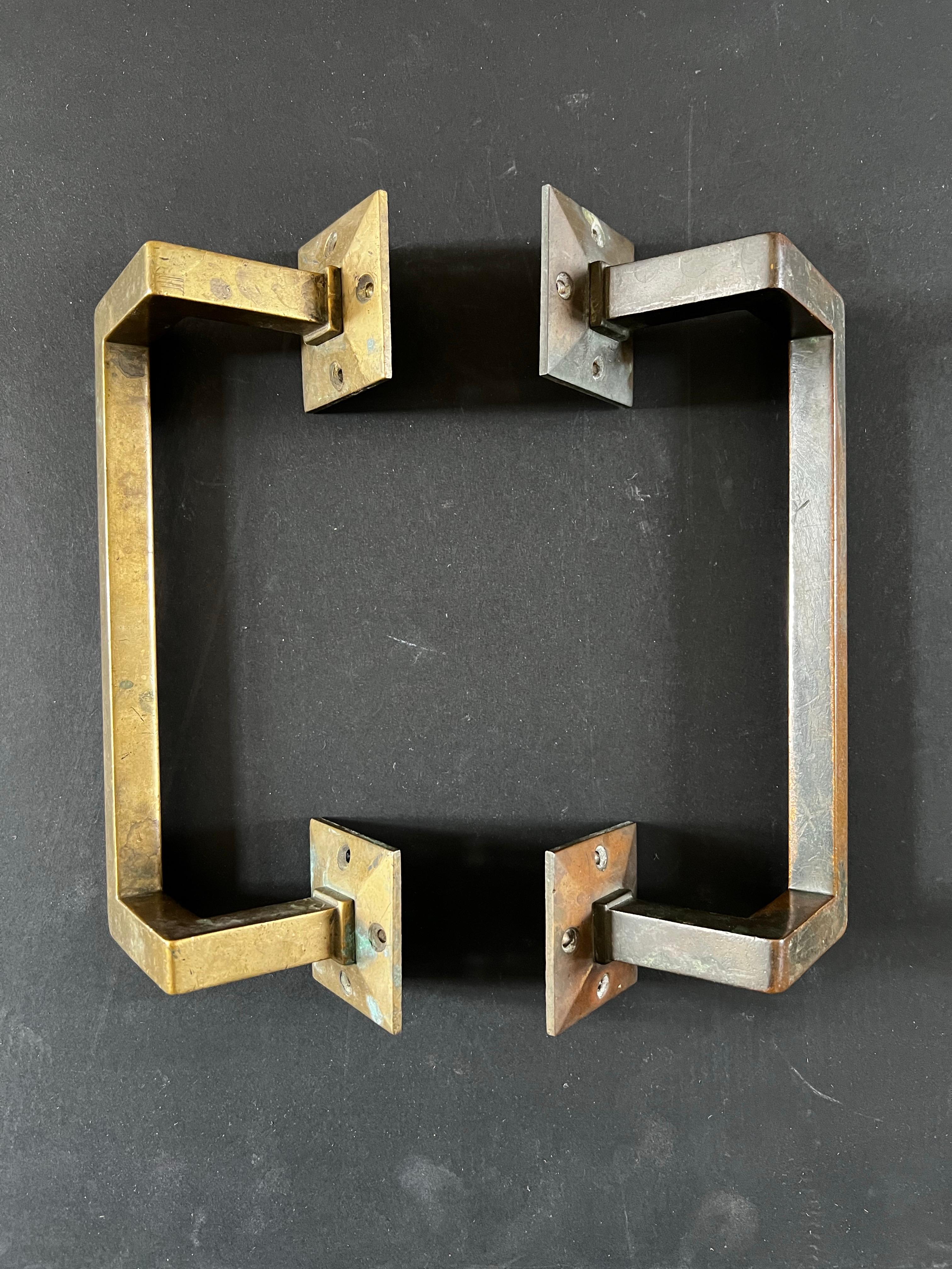 Danish Set of Two Bronze Push and Pull Door Handles, Denmark For Sale