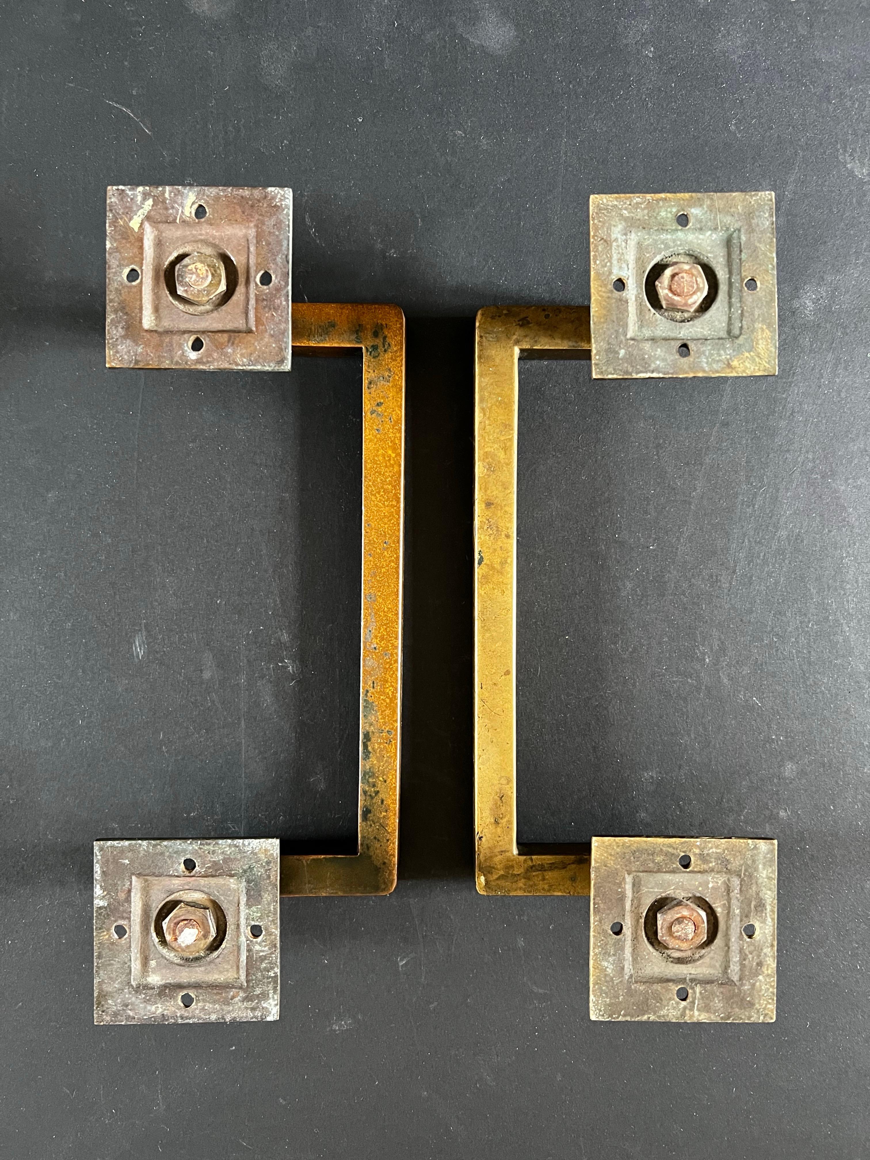 Set of Two Bronze Push and Pull Door Handles, Denmark In Fair Condition For Sale In London, GB