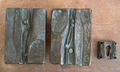 Set of Two Bronze Push-Pull Door Handle with Raised Abstract Design