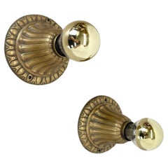 Set of Two Brutalist Brass "ART DECO" Wall Ceiling Light Sconces, France 1920s