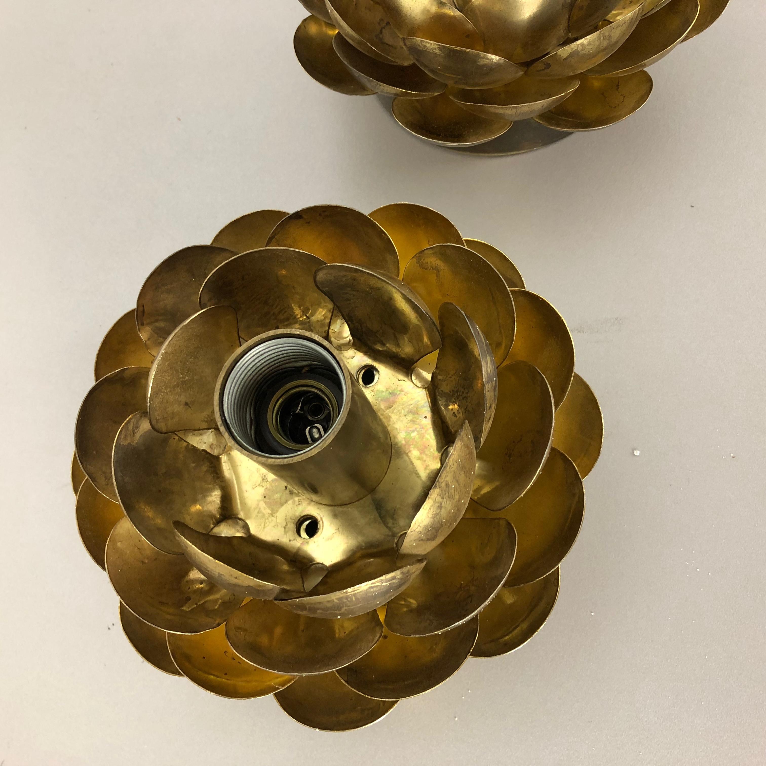 Set of Two Brutalist Brass Metal 