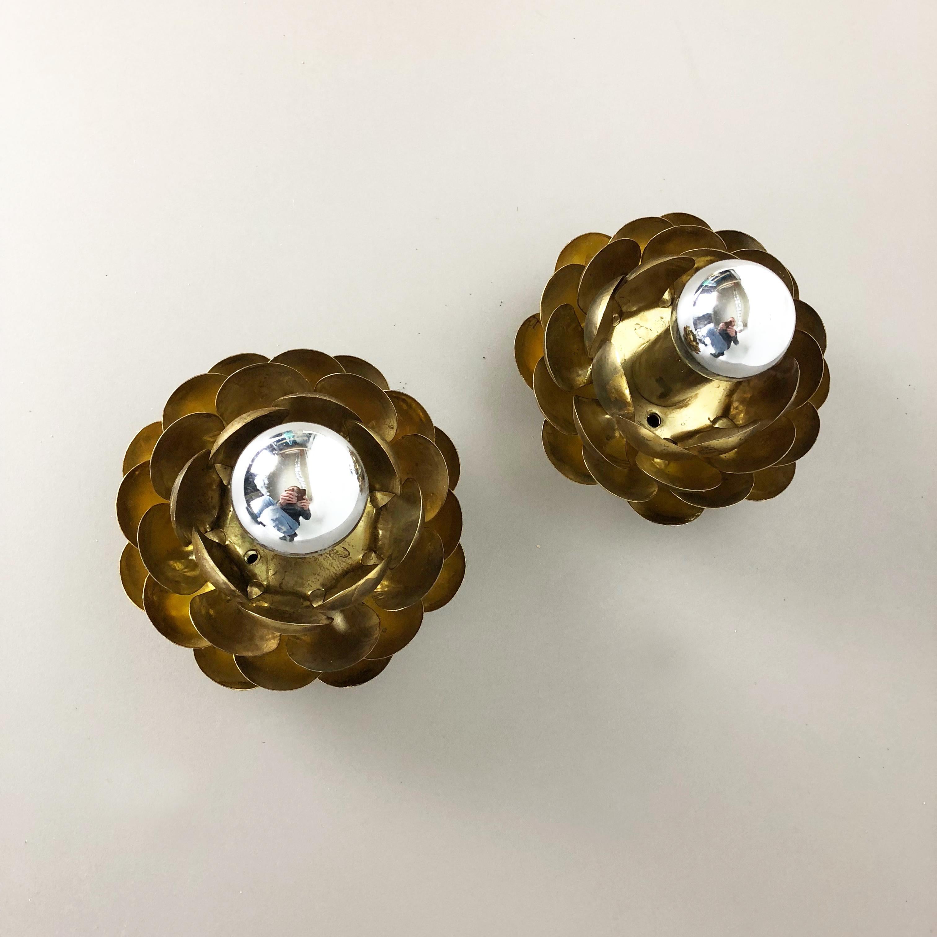 20th Century Set of Two Brutalist Brass Metal 