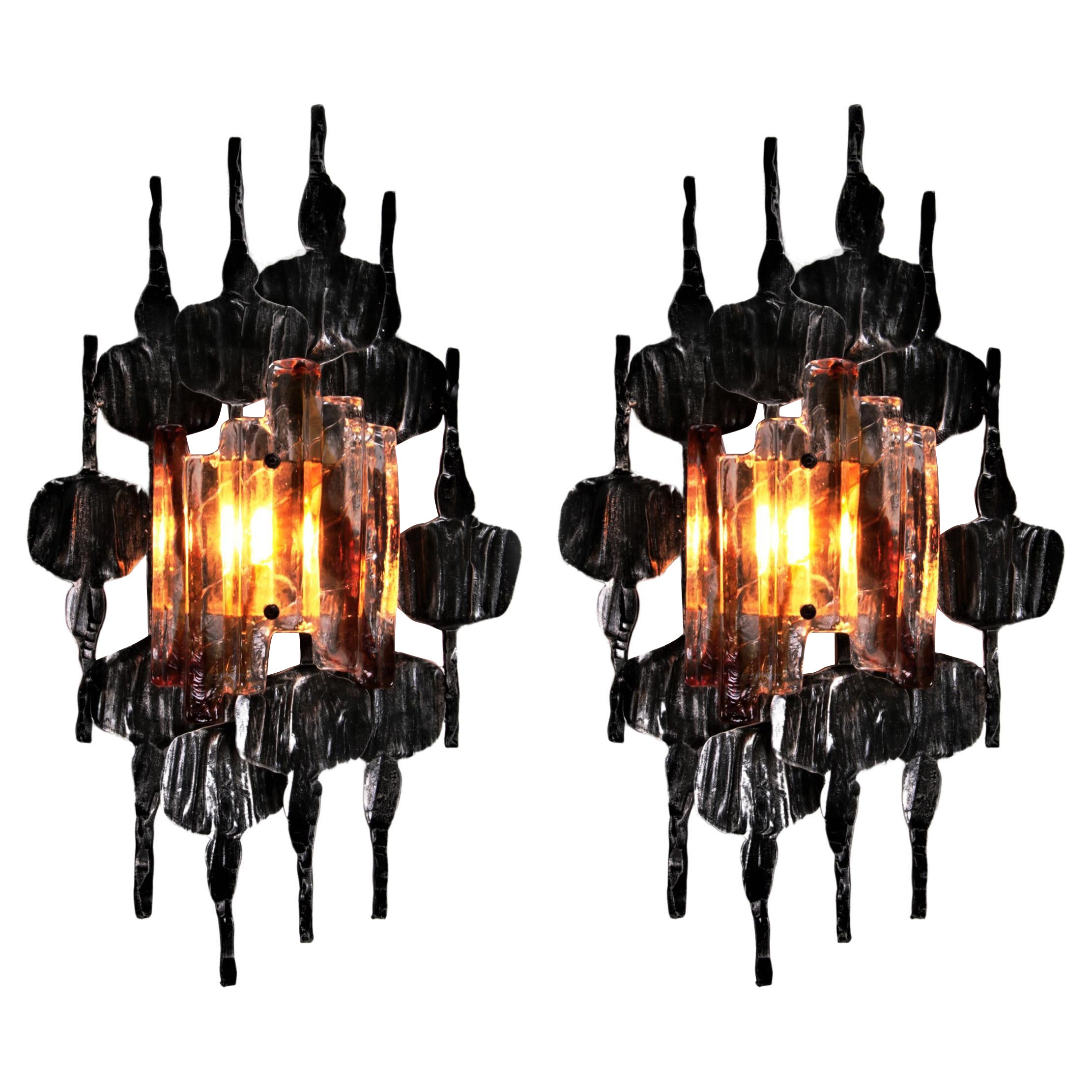 Ensemble de deux appliques brutalistes de Tom Ahlstrom et Hans Ehrlich, Suède, années 1960