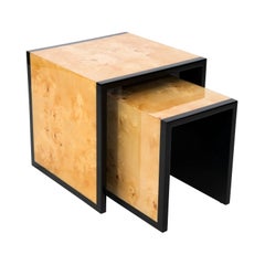 Set of Two Burled Wood Nesting Tables