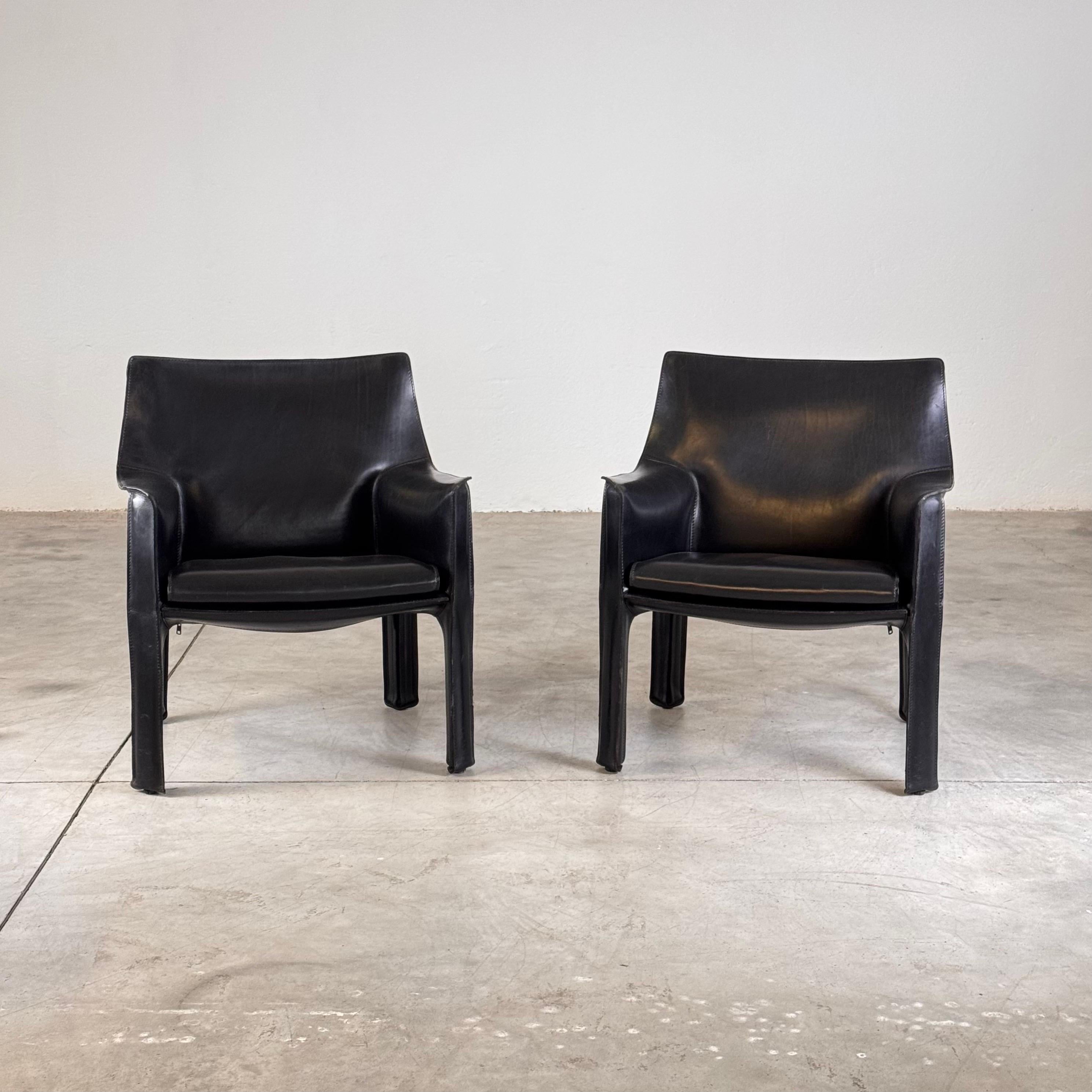 Italian Set of Two Cab 414 Lounge Chairs by Mario Bellini for Cassina, 1978