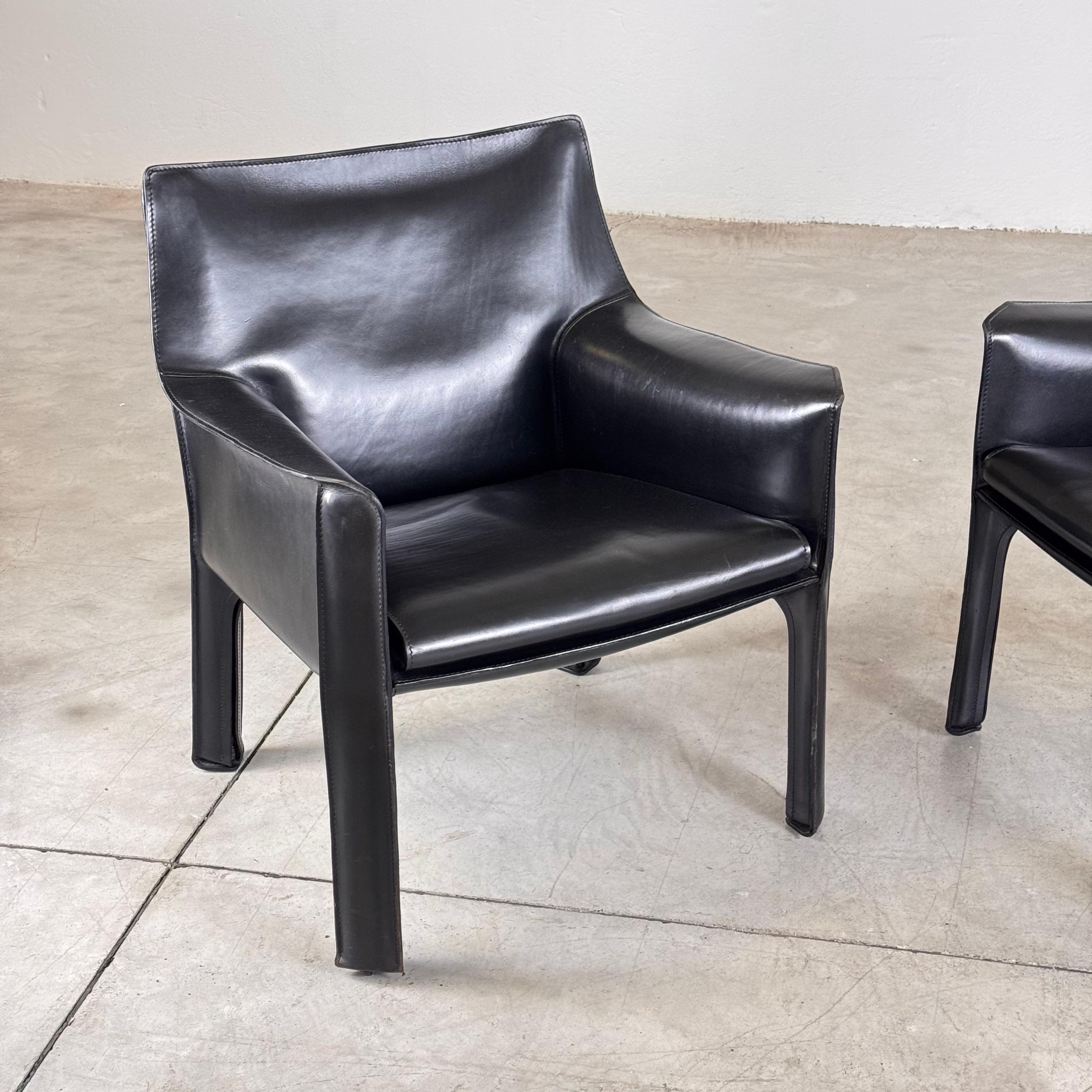 Set of Two Cab 414 Lounge Chairs by Mario Bellini for Cassina, 1978 In Good Condition In Bagnolo Mella, Brescia