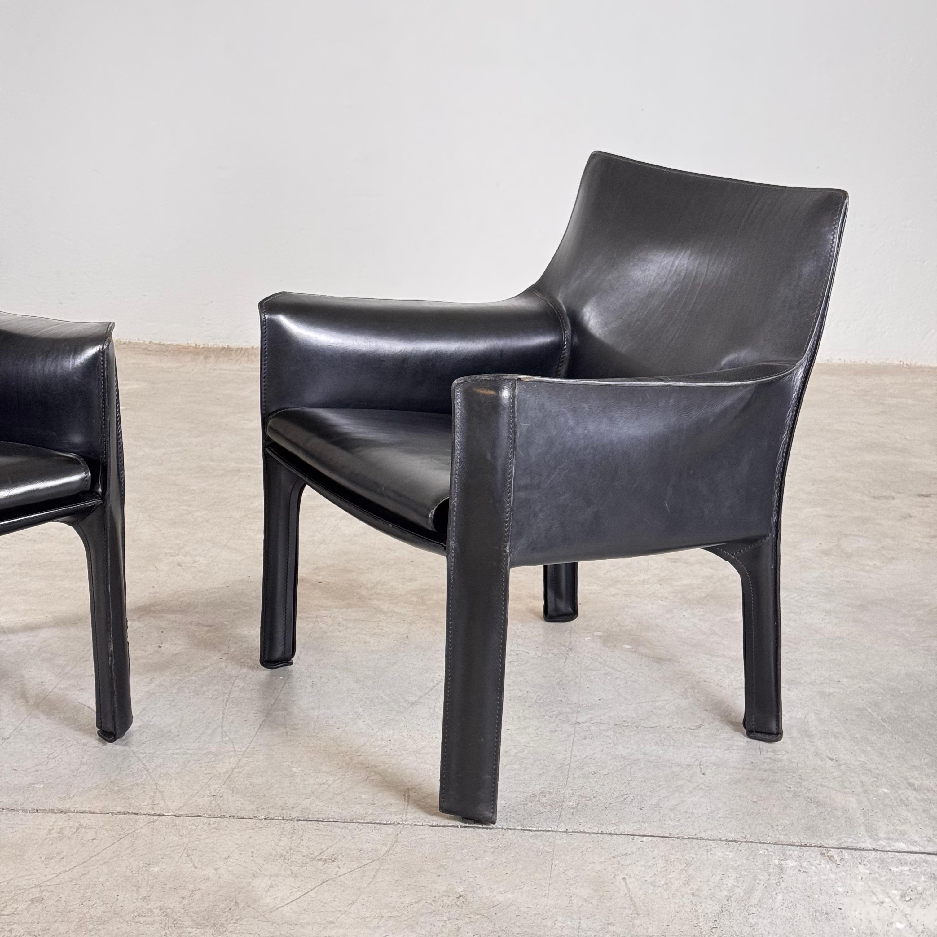 Late 20th Century Set of Two Cab 414 Lounge Chairs by Mario Bellini for Cassina, 1978