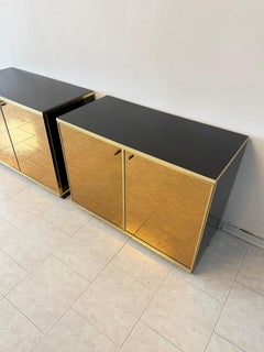 Set of two Cabinets by Renato Zevi, 1970, in gold mirrored glass and brass