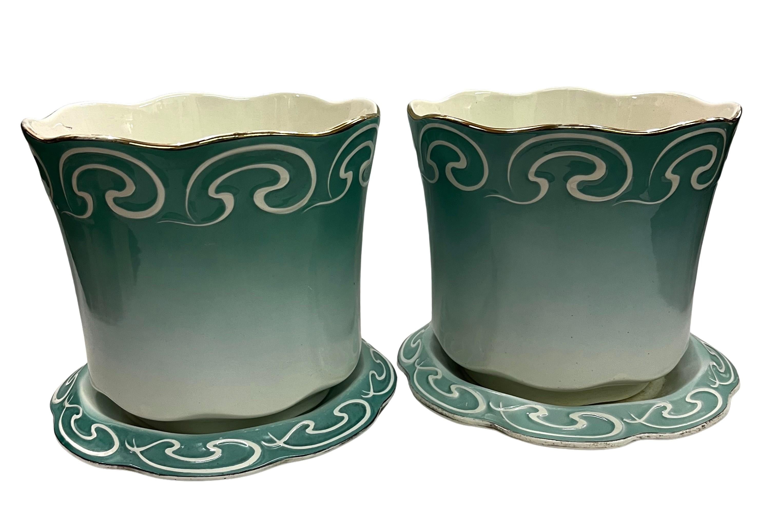 Set of two cachepots planters, societe Maestricht, Art Nouveau 1900, Netherlands en venta 4