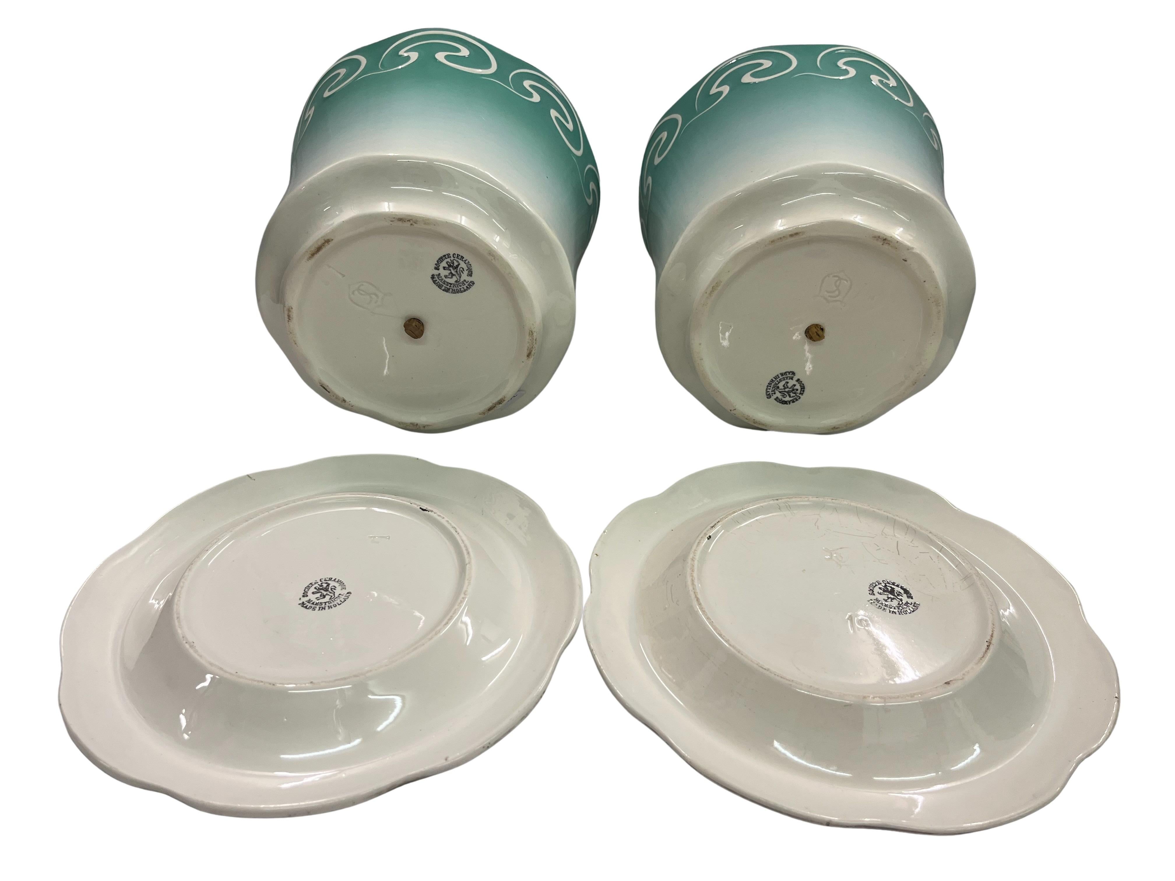Set of two cachepots planters, societe Maestricht, Art Nouveau 1900, Netherlands principios del siglo XX en venta