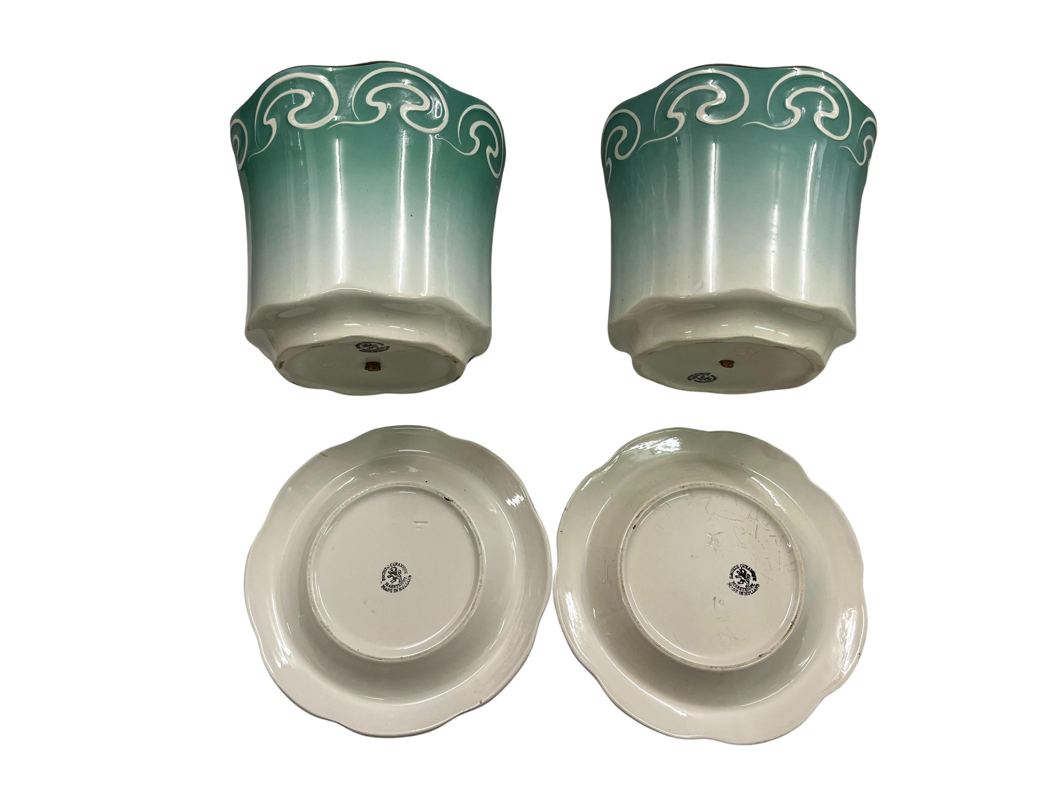 Set of two cachepots planters, societe Maestricht, Art Nouveau 1900, Netherlands en venta 1