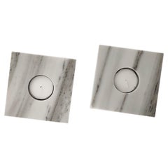 Set of Two Calacatta Italian Marble Candle Holders Contemporary Design Lux Gift
