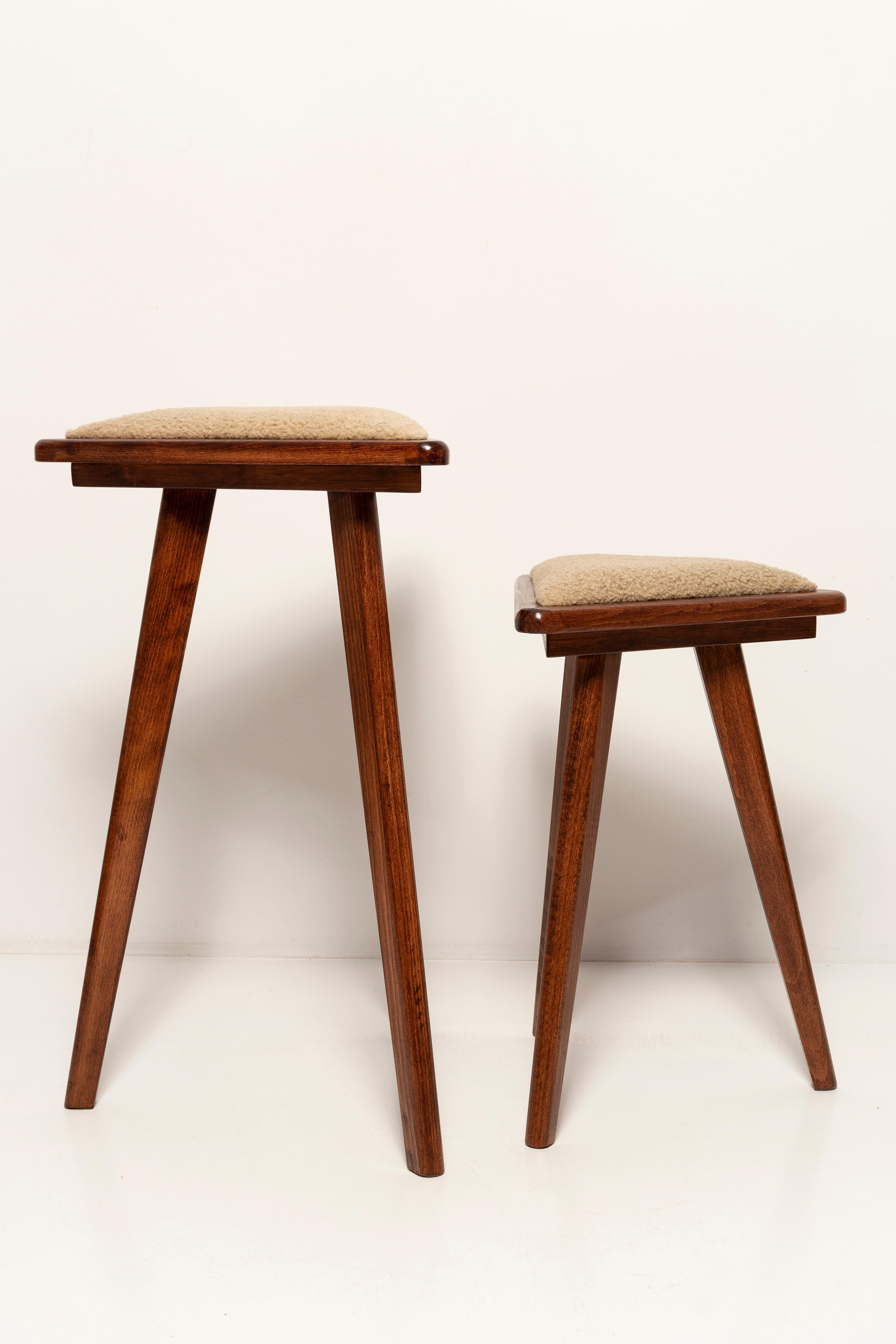 Set of Two Camel Boucle Triangle Medium Stools, by Vintola Studio, Europe For Sale 4