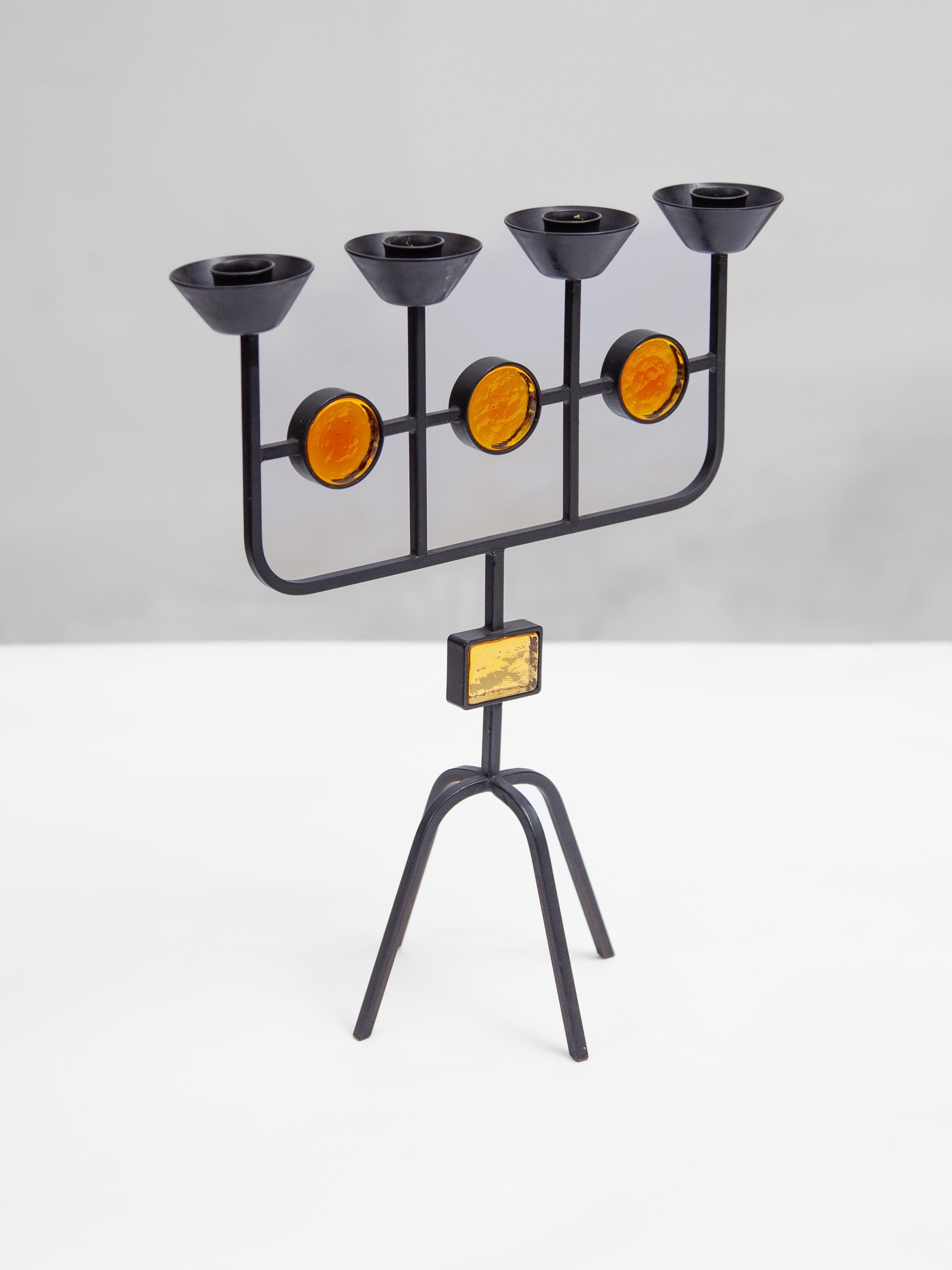 Metal Set Of Two Candelabras designed by Eik Hogland, Sweden For Sale