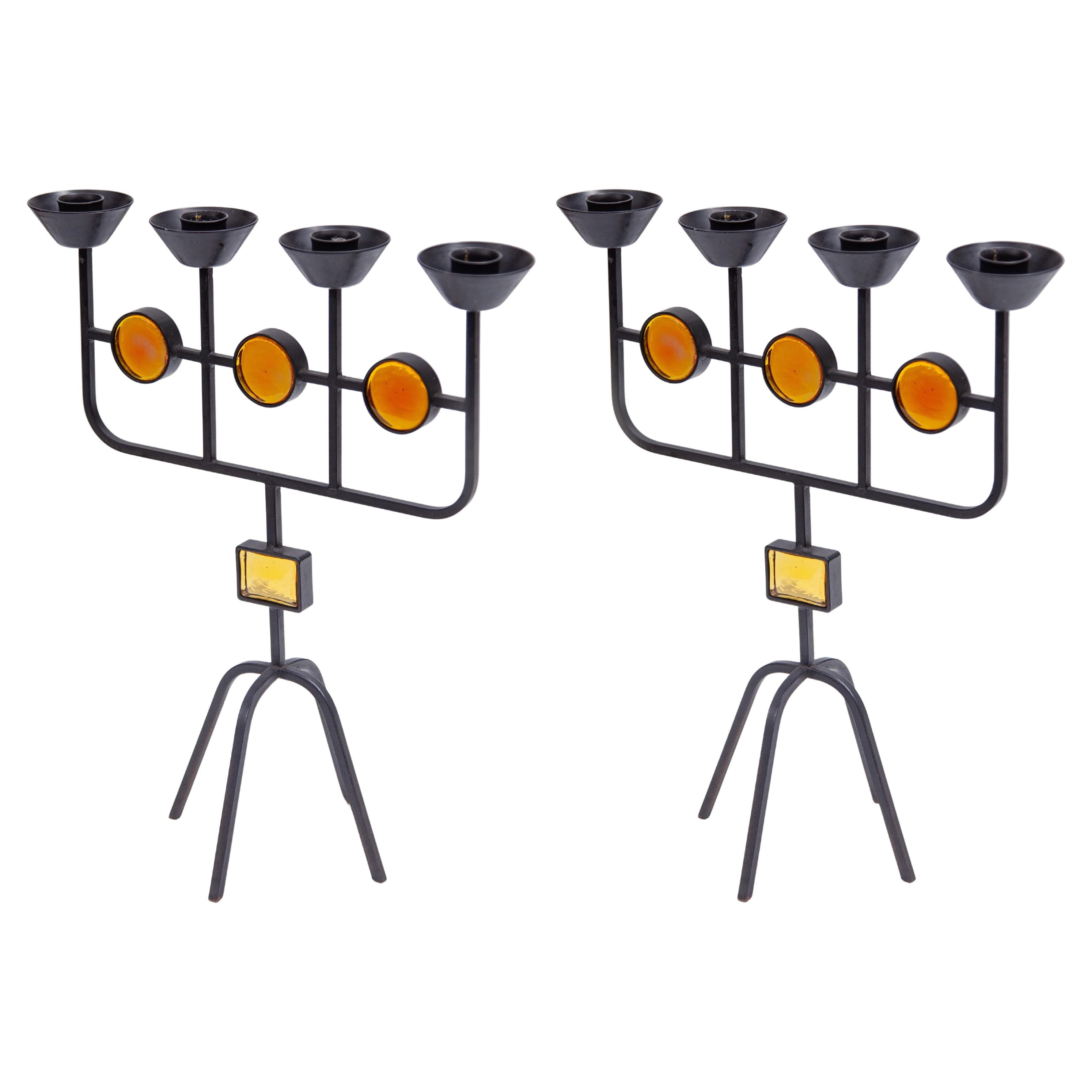 Set Of Two Candelabras designed by Eik Hogland, Sweden For Sale