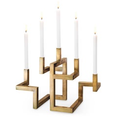 Set of Two Candle Holder In Vintage Brass Finish With Timeless Design