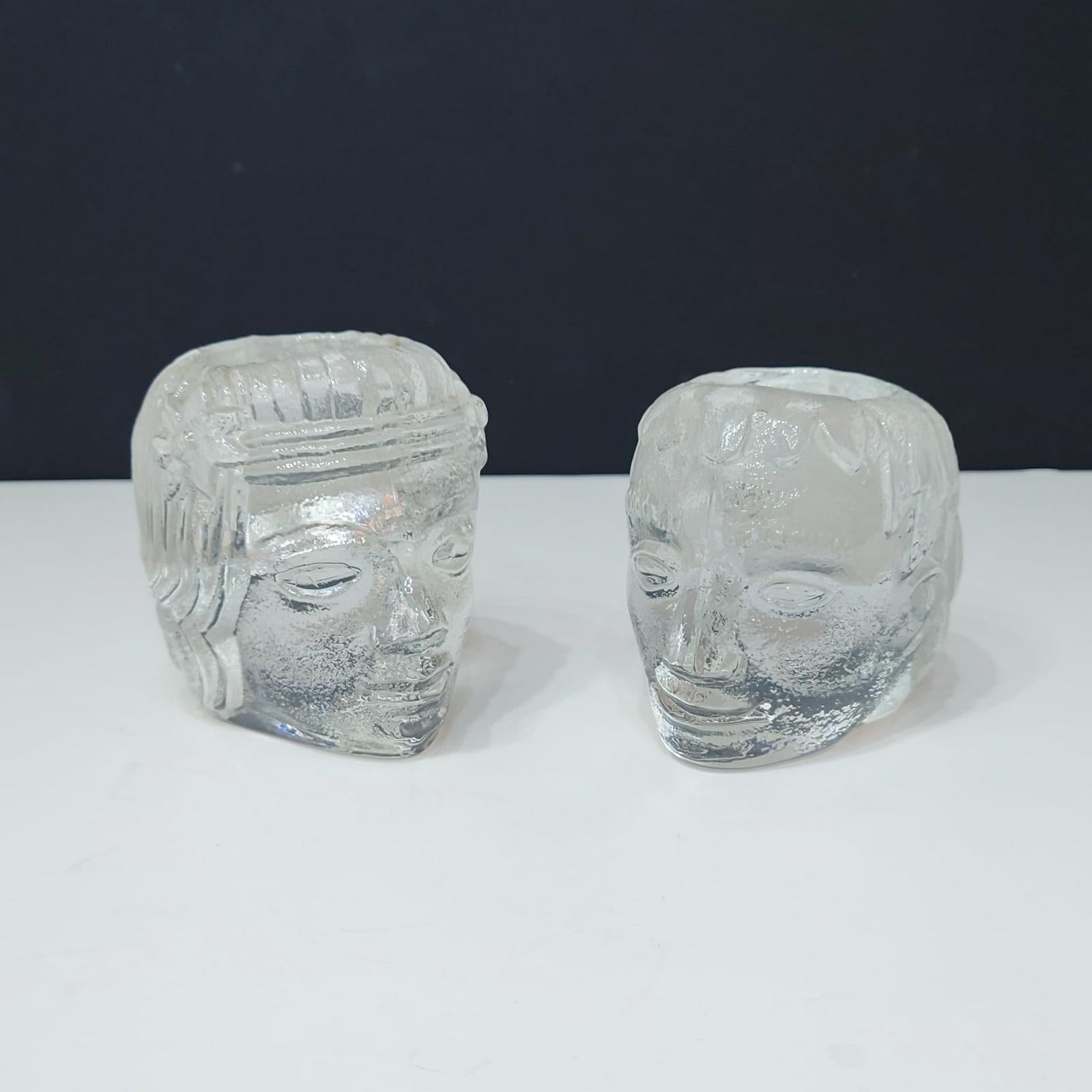 Swedish Set of Two Candle Holders Designed by Bertil Vallien for Kosta Boda in the 1960s For Sale