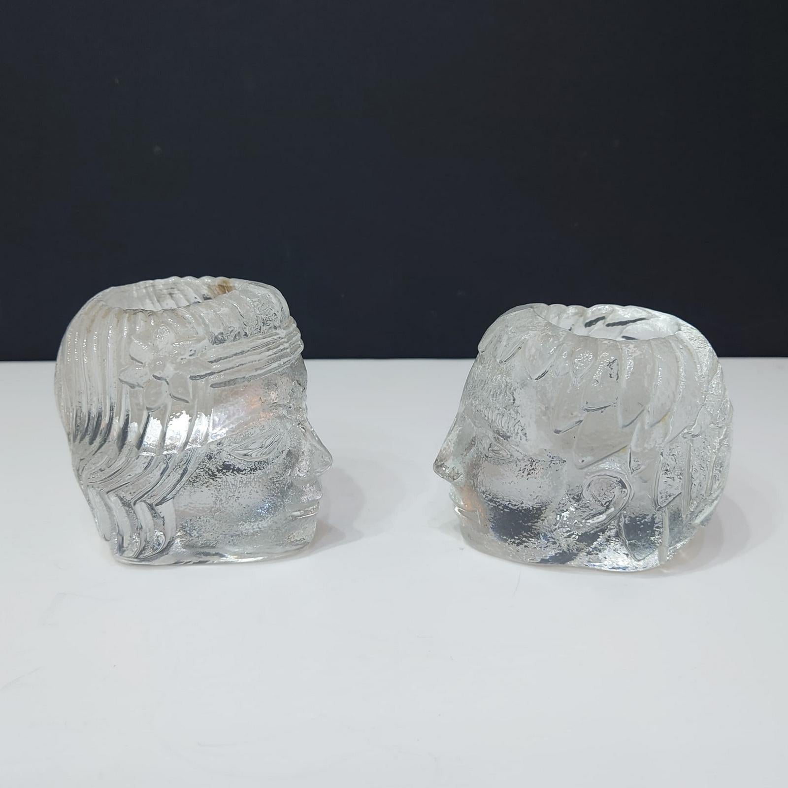 Cast Set of Two Candle Holders Designed by Bertil Vallien for Kosta Boda in the 1960s For Sale
