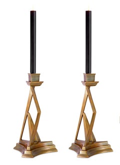 Set Of Two Candle Holders In Vintage Brass Finish