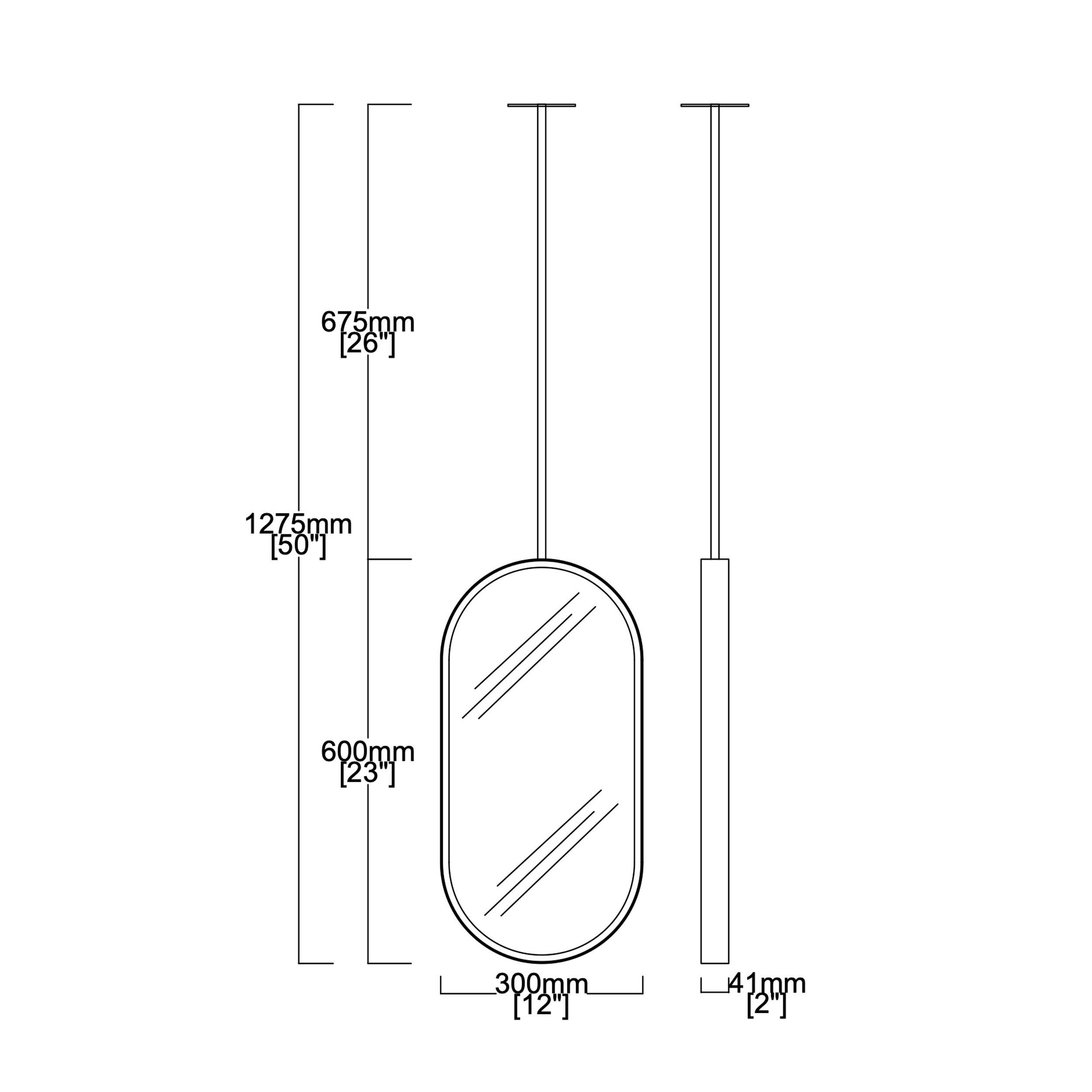 Ensemble de deux miroirs suspendus au plafond Capsula, cadre gris anthracite en vente 2