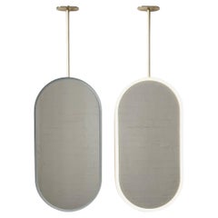 Ensemble de deux miroirs suspendus à plafonnier moderne Capsula avec cadre en laiton