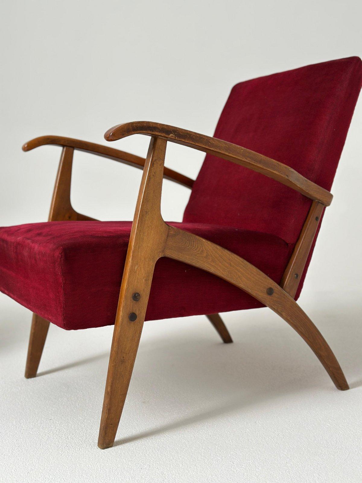 Mid-Century Modern Ensemble de deux chaises longues Carlo Mollino Italie années 1950 en vente
